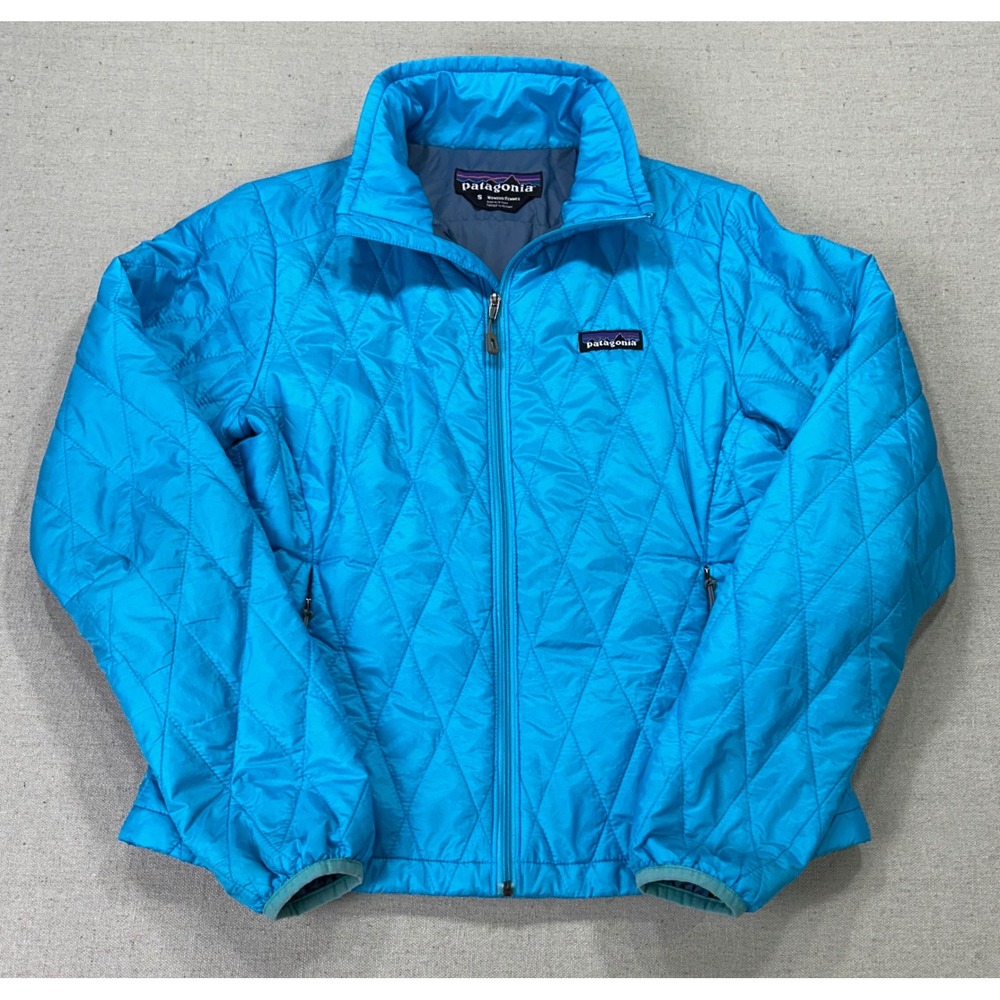 Patagonia Nano Puff Jacket Womens Small Blue Diamond Quilt PrimaLoft  Outdoor